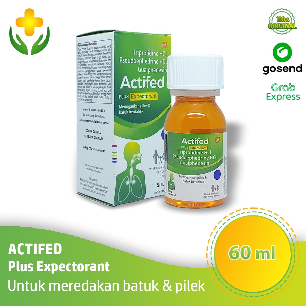 Actifed Expectorant Sirup 60 ml Obat Batuk Berdahak Pilek Flu Actifed Hijau Sirup