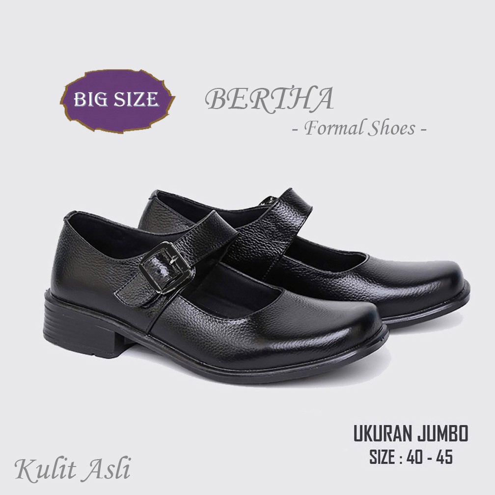 BERTHA X ZAGIB | Sepatu Wanita Formal Paskibra Big Size Heels Pesta Pantofel Kantor Cewek Ukuran Besar 40-45