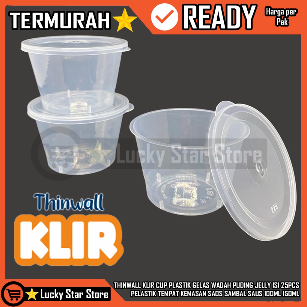 THINWALL CUP PUDING 150ML 100ML GELAS PUDDING TEMPAT SELAI ES KRIM SLIME SAMBAL JELI 100 150 ML THIN