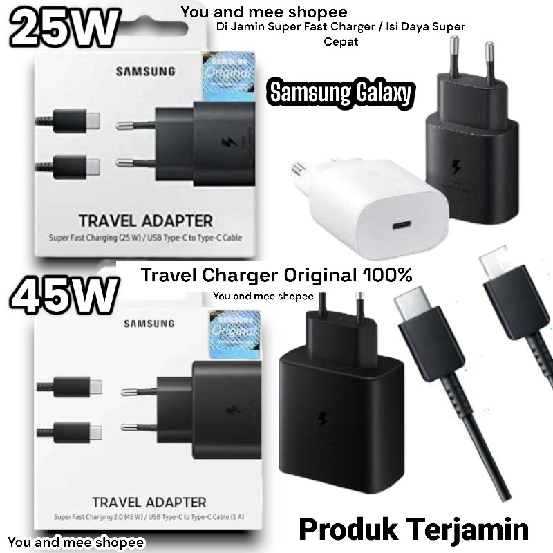 25W or 45W !! &quot;Pengisian Super Daya Cepat&quot; Travel Charger Original Samsung ZFOLD 4 ZFOLD 3 ZFOLD 2 1 ZFLIP 4 ZFLIP 3 2 1 Chargeran HP Quick Charge Super Fast Charging QC USB C To type C 25 W 45 Cable Orisinil Ori 4G 5G Bagus Z FOLD FLIP