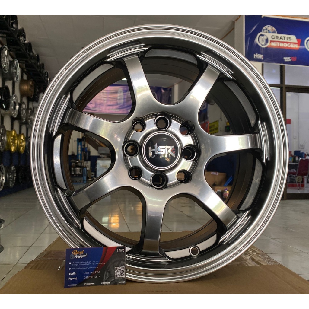 velg racing GTR SPORT HSR Ring 15 lebar 6,5 buat mobil vios, jazz, xenia, freed,
