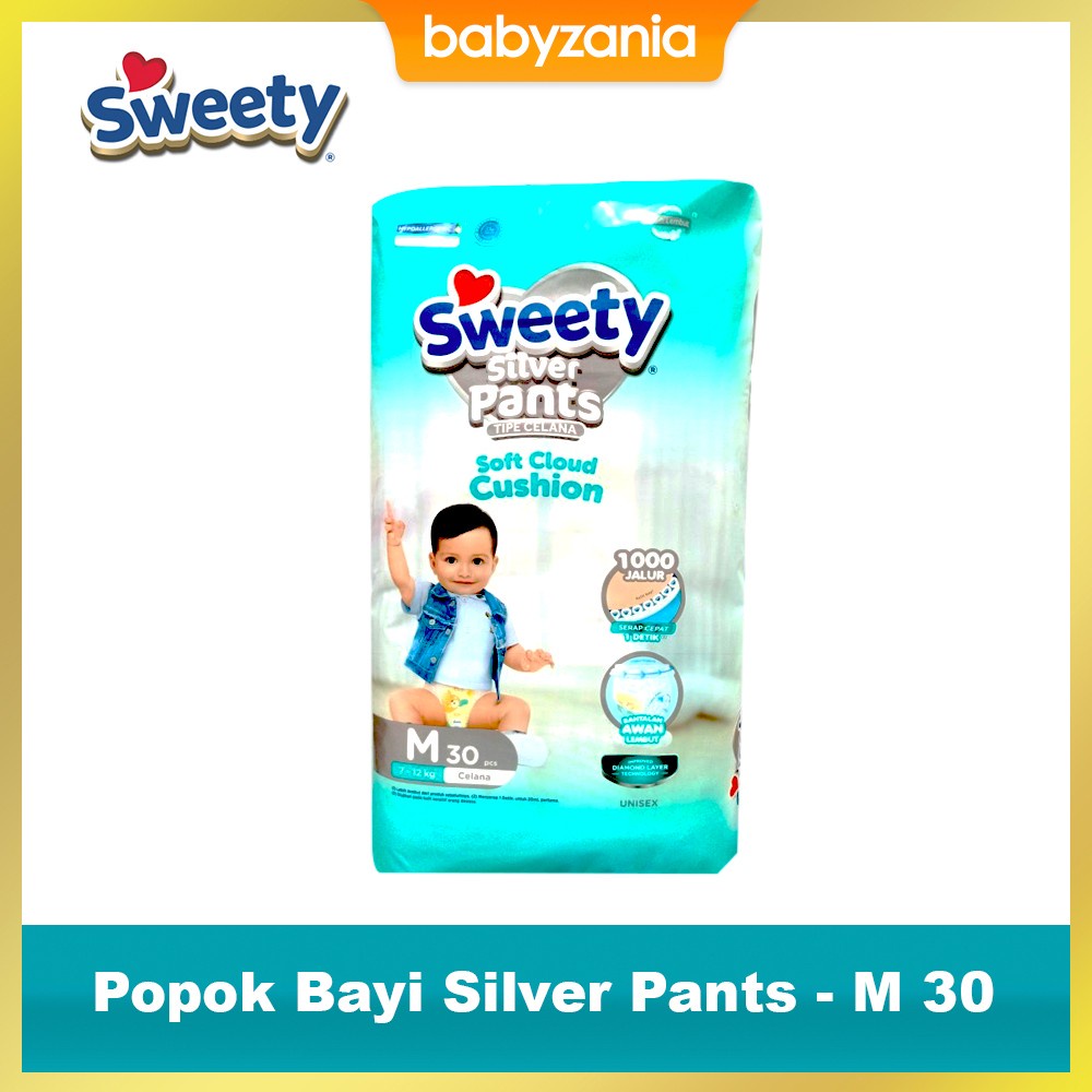 Sweety Popok Bayi Silver Pants - M 30