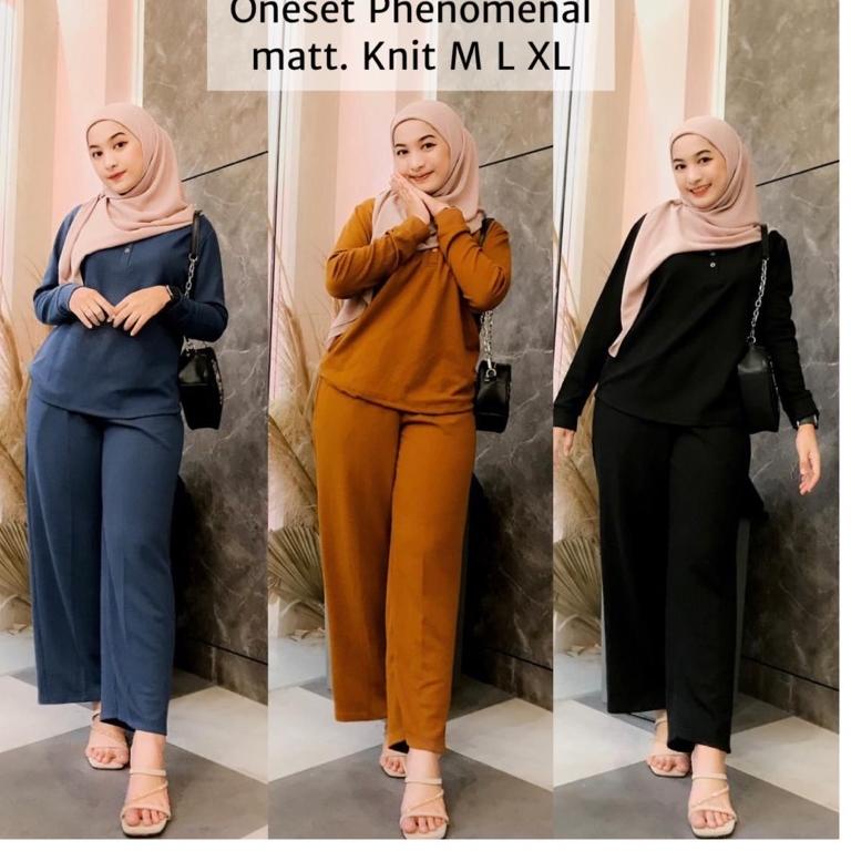 HARGA TERMURAAH Oneset Phenomenal Bahan Knitt Tebal Oneset Knit Setelan Kaos One Set Phenomenal Ladi