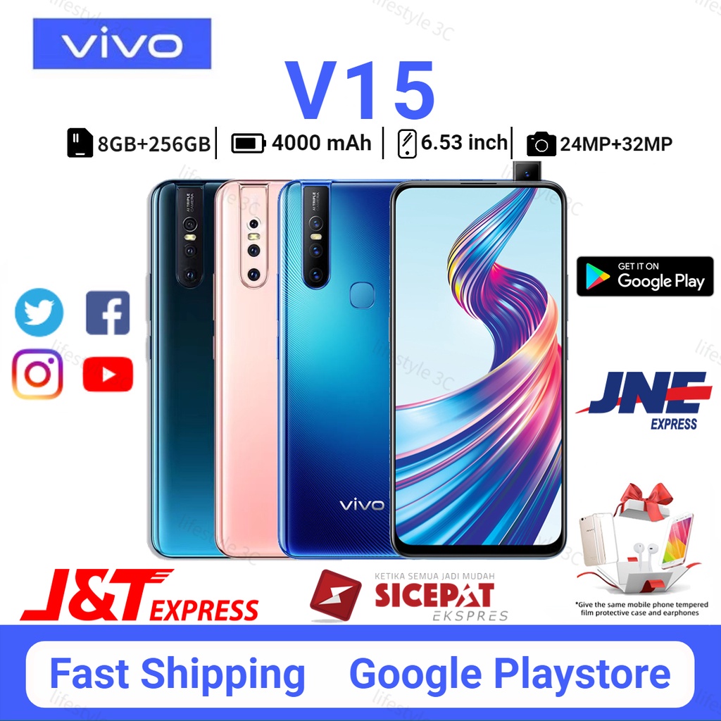 VIVO V15 RAM 8/256GB 32MP Depan 24MP Kamera Belakang Layar 6.53 inci Baru Garansi 1 Tahun