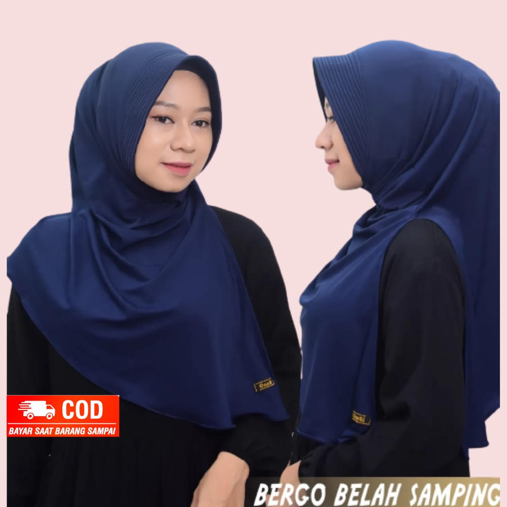 Hijab Bergo Arzety Belah Samping Ped Antem Polos