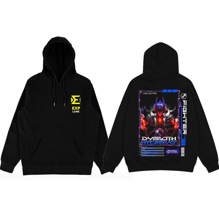 Sweater Hoodie Mobile Legend Anak Dan Dewasa Hero Dyrroth Fighter Skin Collector, skin kof, Full Ski
