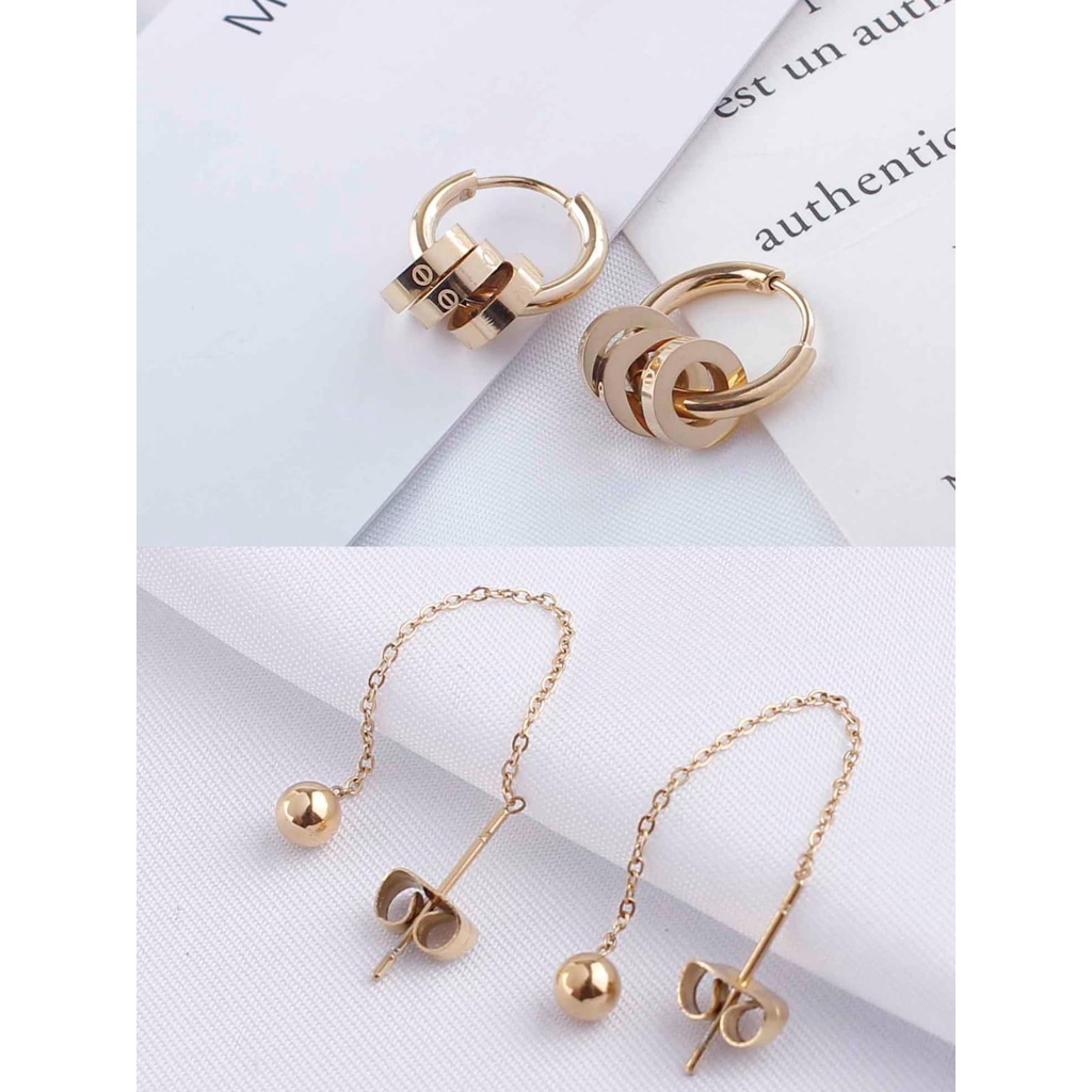 Anting Titanium Biji Bola Perhiasan Wanita Jewelry 8224/1423