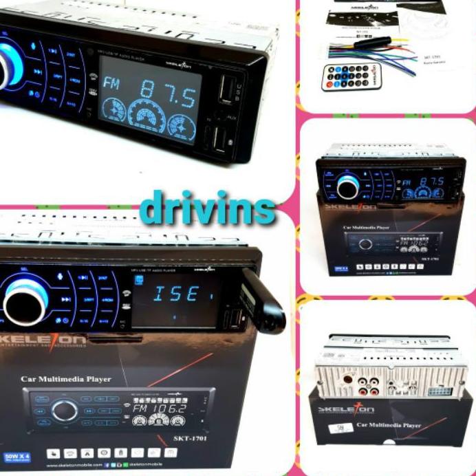 ➩ HEAD UNIT TAPE MOBIL SINGLE DIN MP3 SKELETON SKT-1701 / SKT 1701 2 USB SLOT ✳