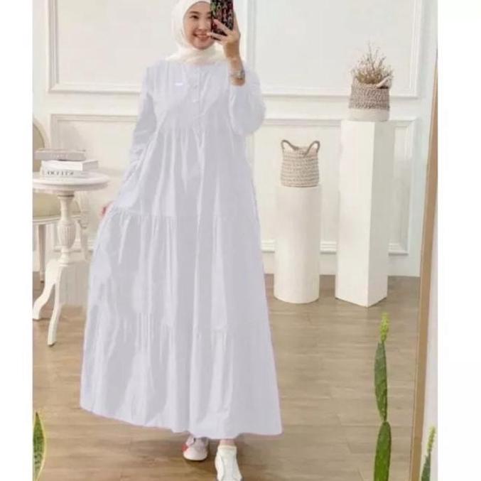 STOK TERBATAS Gamis putih dewasa terbaru 2023 KIRANIA dress Bahan MOSCREPE PREMIUM HQ ukuran L|XL/pa