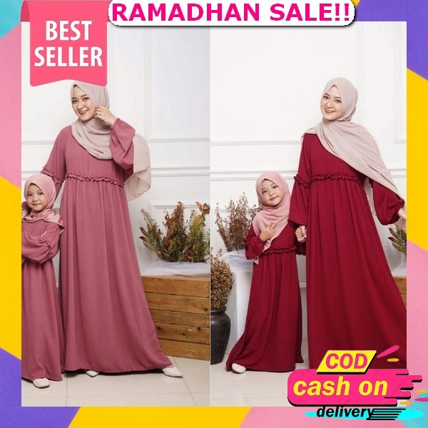 Sasa Couple Baju Gamis Ibu Dan Anak Perempuan Model Terbaru Lebaran 2023 Mewah Remaja Muslimah Kekin