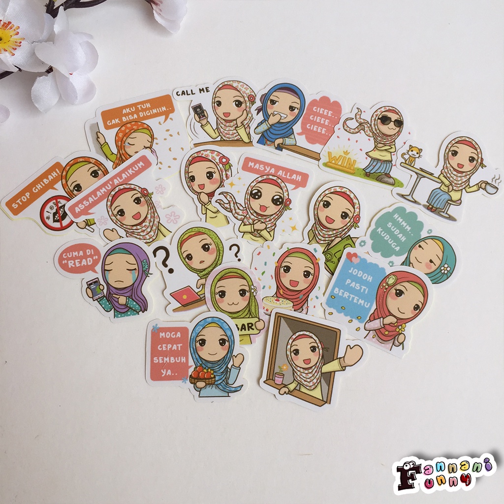 

18 Pcs Sricker karakter line hijab penyemangat | sticker muslimah | sticker vintage | sticker islami
