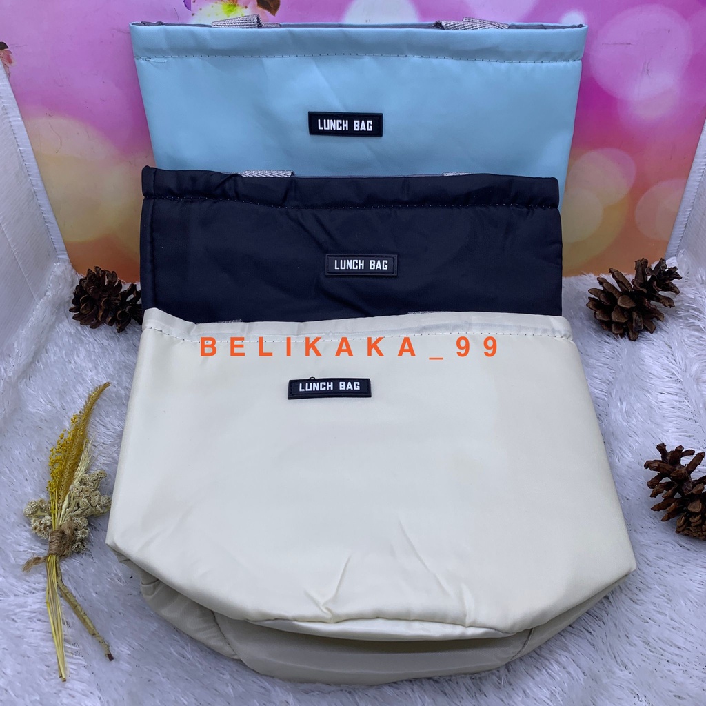 LUNCH BAG SERUT TAS BEKAL MAKAN SIANG SERUT IMPORT WARNA POLOS / TAS BEKAL ANAK REMAJA DEWASA / TAS BEKAL MAKAN / TAS LUNCH BOX POLOS