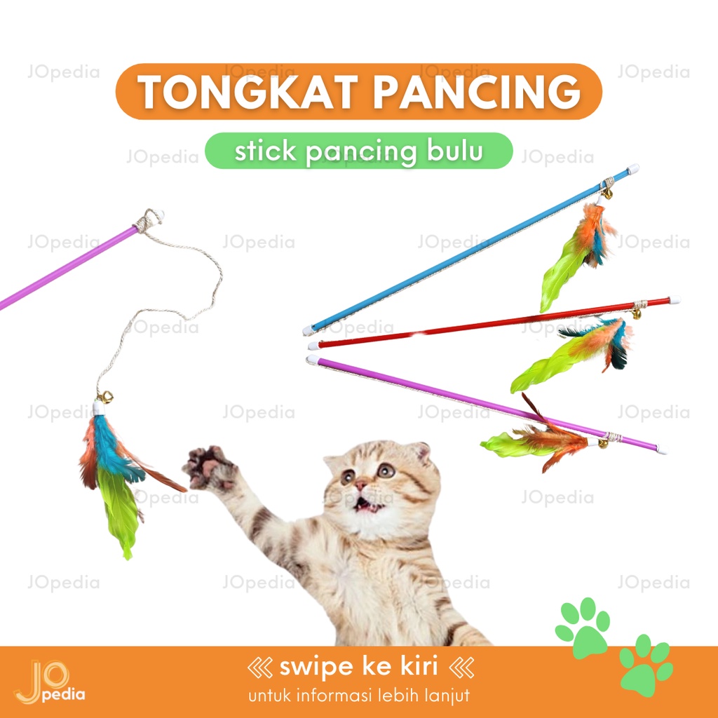 TONGKAT PANCING BULU Mainan Kucing Tongkat Bulu Stick Lonceng Cat Toy