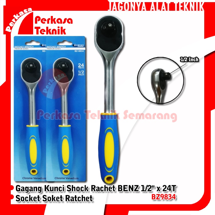 BENZ BZ9834 Gagang Kunci Shock Rachet Socket Soket Ratchet 1/2" x 24T