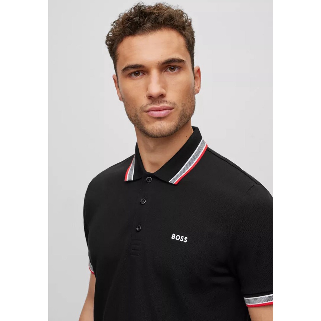 Hugo Boss SS23 Paddy Curved Regular Polo Shirt Black/Red