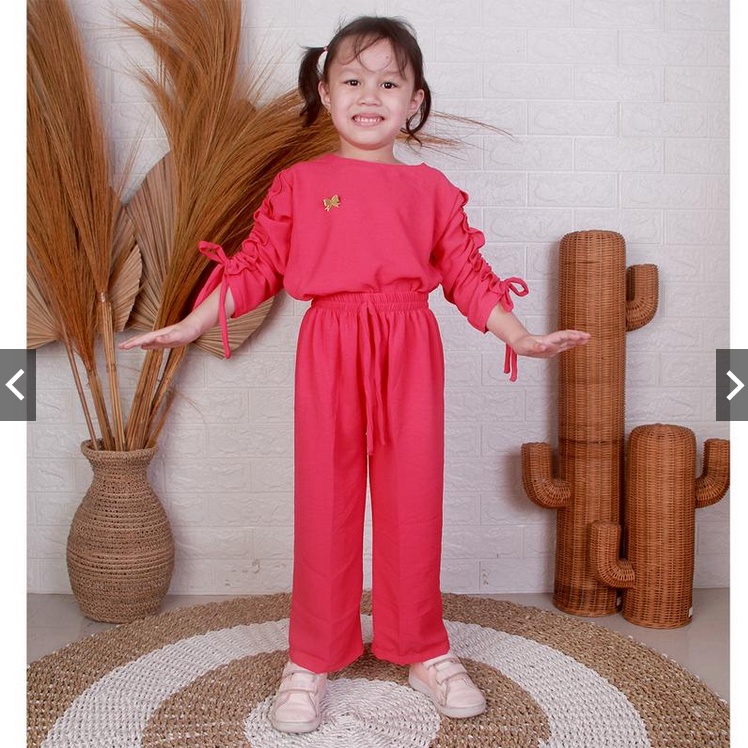 SET ANAK VENNIA /  SET ANAK Lengan Serut Polos Setcel Polos Serut // Set Anak VENNIA Usia 1-5 THN