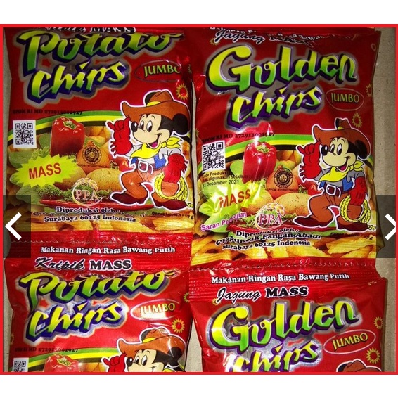 Golden chip | Potato Chips 1 Dus isi 6 Pack | Snack Chiki jagung Murah