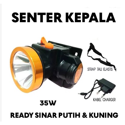 COD SUPER TERANG Senter Lampu Kepala Head Lamp Nyala Putih Kuning 35Watt SE - S46 Murah Berkualitas merk SE7EN ( SEVEN ) CAMPING  MANCING KEMAH