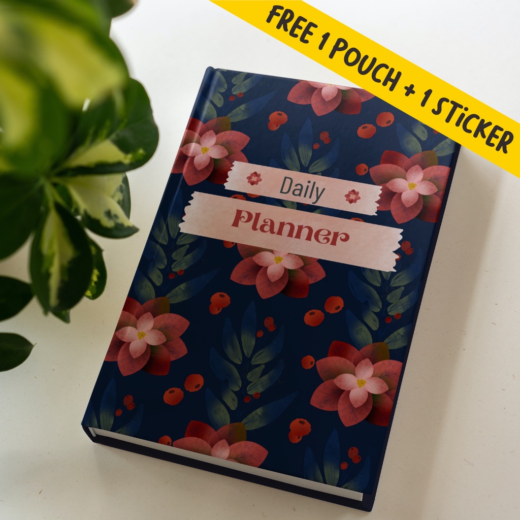

Buku Catatan Diary Journal Notebook Agenda, Dotted dan Polos Daily Planner Bunga Merah