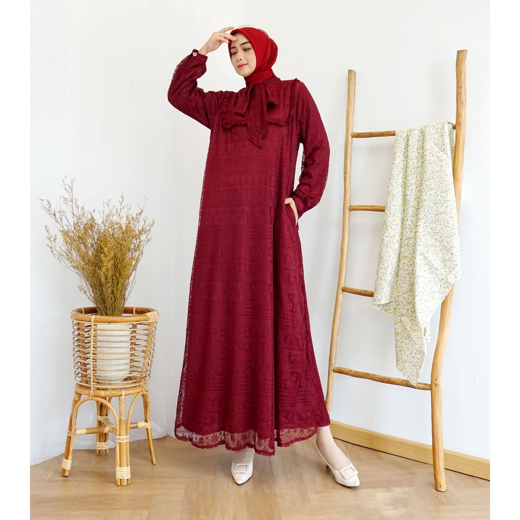 FREE JILBAB - Gamis Terbaru 2023 Lebaran Wanita / Gamis Brukat  / Gamis Aleta /  Gamis Lebaran 2023 