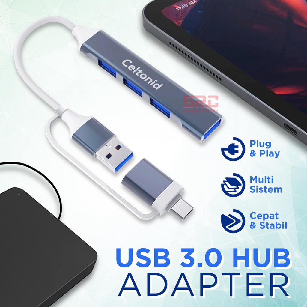 Adapter Converter USB Type C to 4 Port HUB 4 in 1 OTG