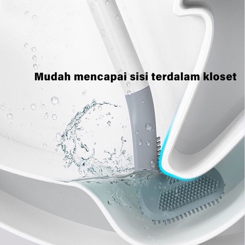Sikat Kloset Silikon Model Tongkat Brush Toilet Golf Silicone Pembersih Celah Closet Wc