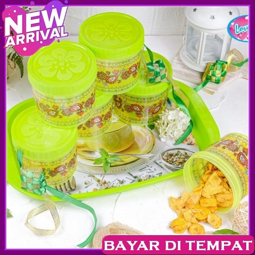 Toples Lebaran Terbaru Aesthetic Set Cantik Mewah Unik Snack Murah Kue Toples Set + Nampan Sealware