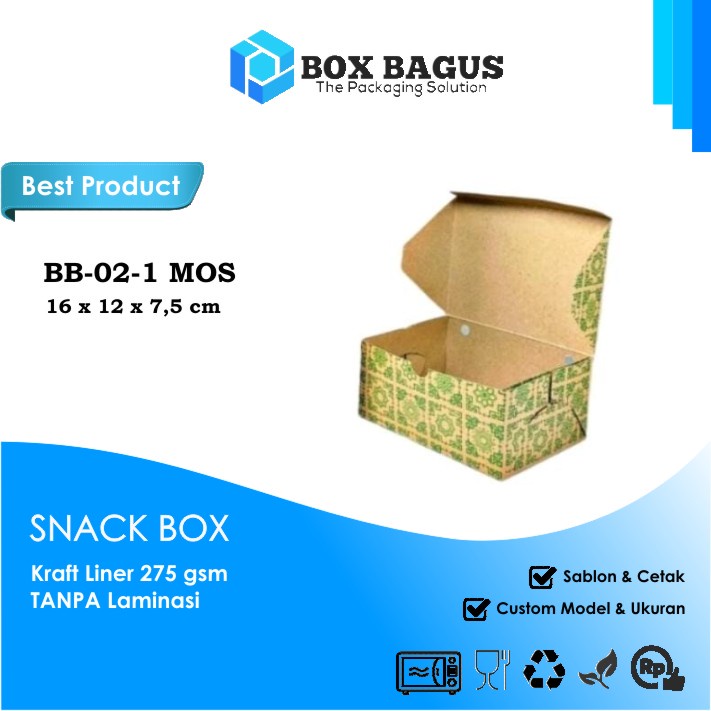 (HIJAU) BOX DUS KOTAK HAMPERS MAKANAN NASI ROTI KUE SNACK 16x12x7,5 cm PAPER KRAFT 275 gsm