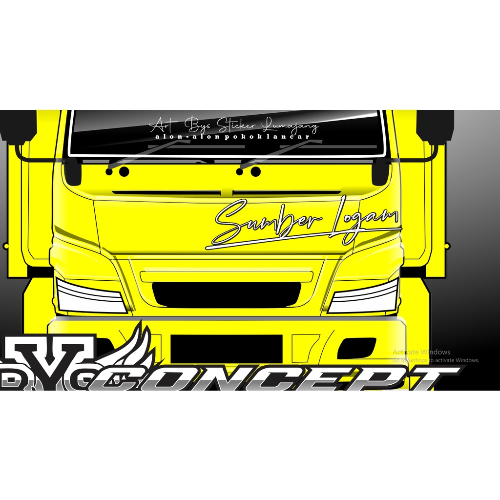 sticker nama depan cabin canter simpel