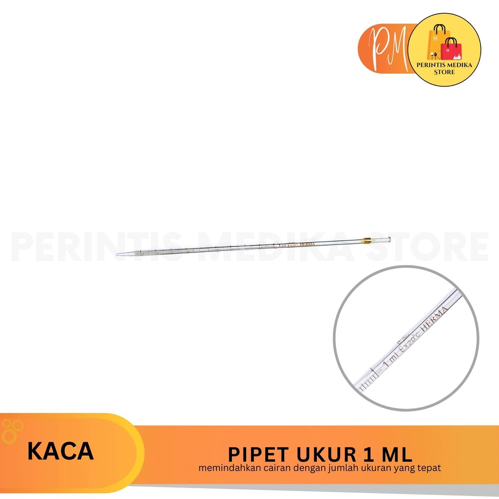 Pipet Ukur Kaca 1 ml Garis Kuning l Pipet Ukur 1ml Memiliki Skala Terkecil 0.01ml