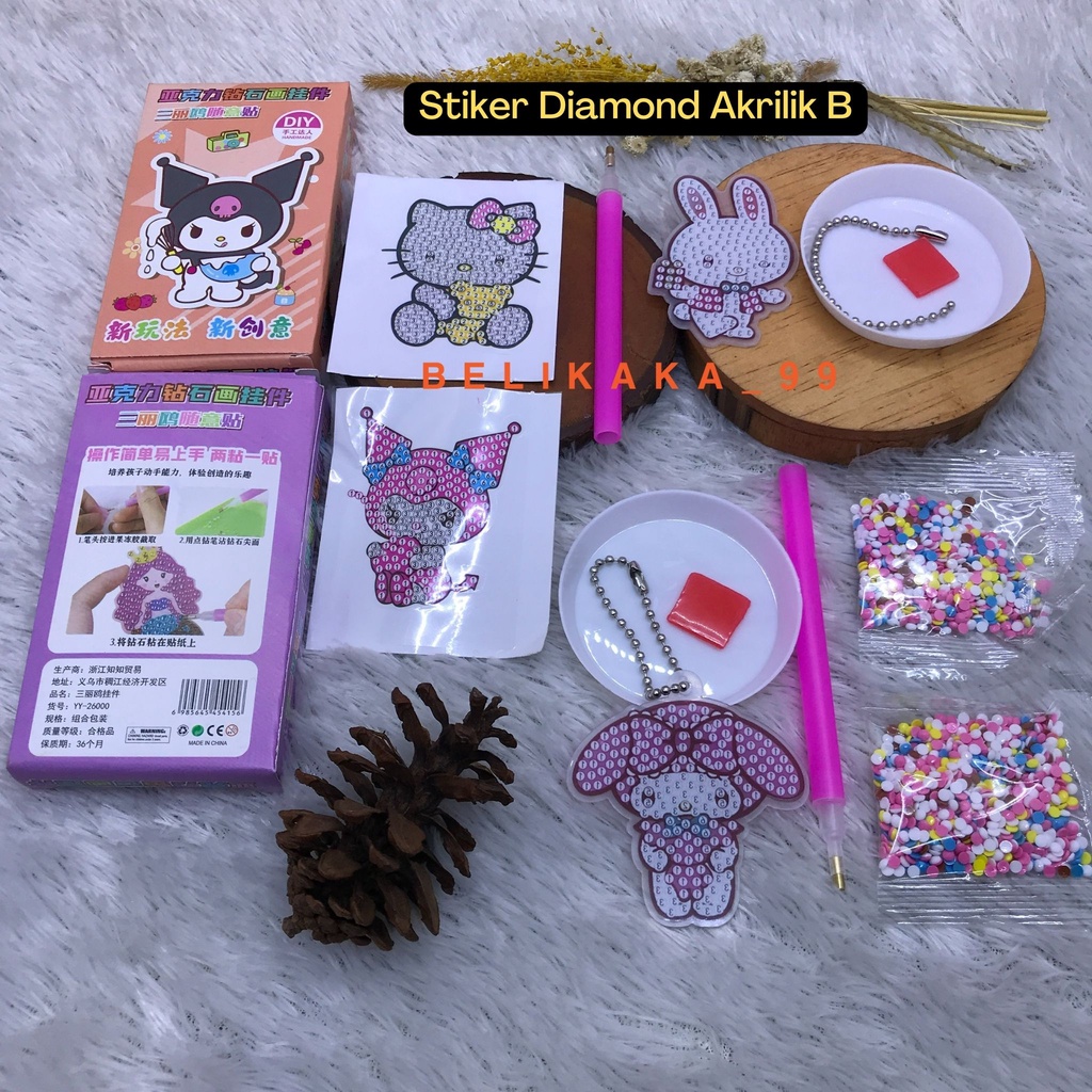 STIKER DIY TEMPEL MANIK MANIK DIAMOND AKRILIK GANTUNGAN PAINTING GLITTER KEMASAN BOX / STIKER MANIK AKRILIK GANTUNGAN / STIKER DIAMOND / STIKER GLITTER / STICKER MANIK / STICKER GLITTER / STICKER DIAMOND PAINTING / STIKER MANIK-MANIK