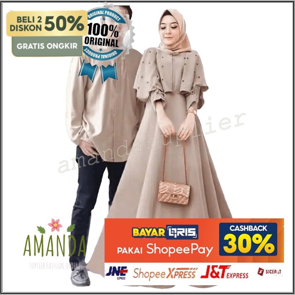 Gamis Couple Pasangan Kemeja dan Gamis Buat Lebaran Kapelan Keluarga Suami Istri Terbaru 2023  | Kar