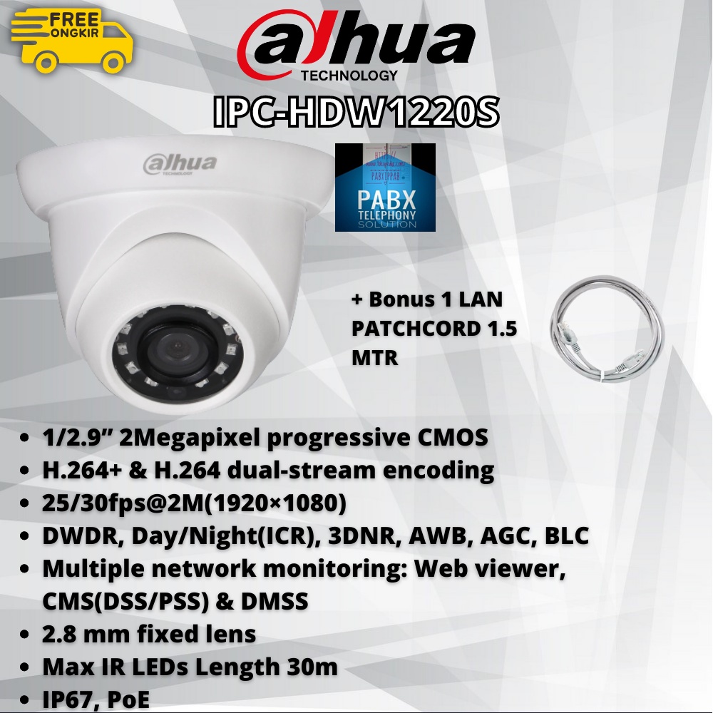 Dahua IPC-HDW1220SP-S3 Kamera IPCam 2MP 1080p Indoor