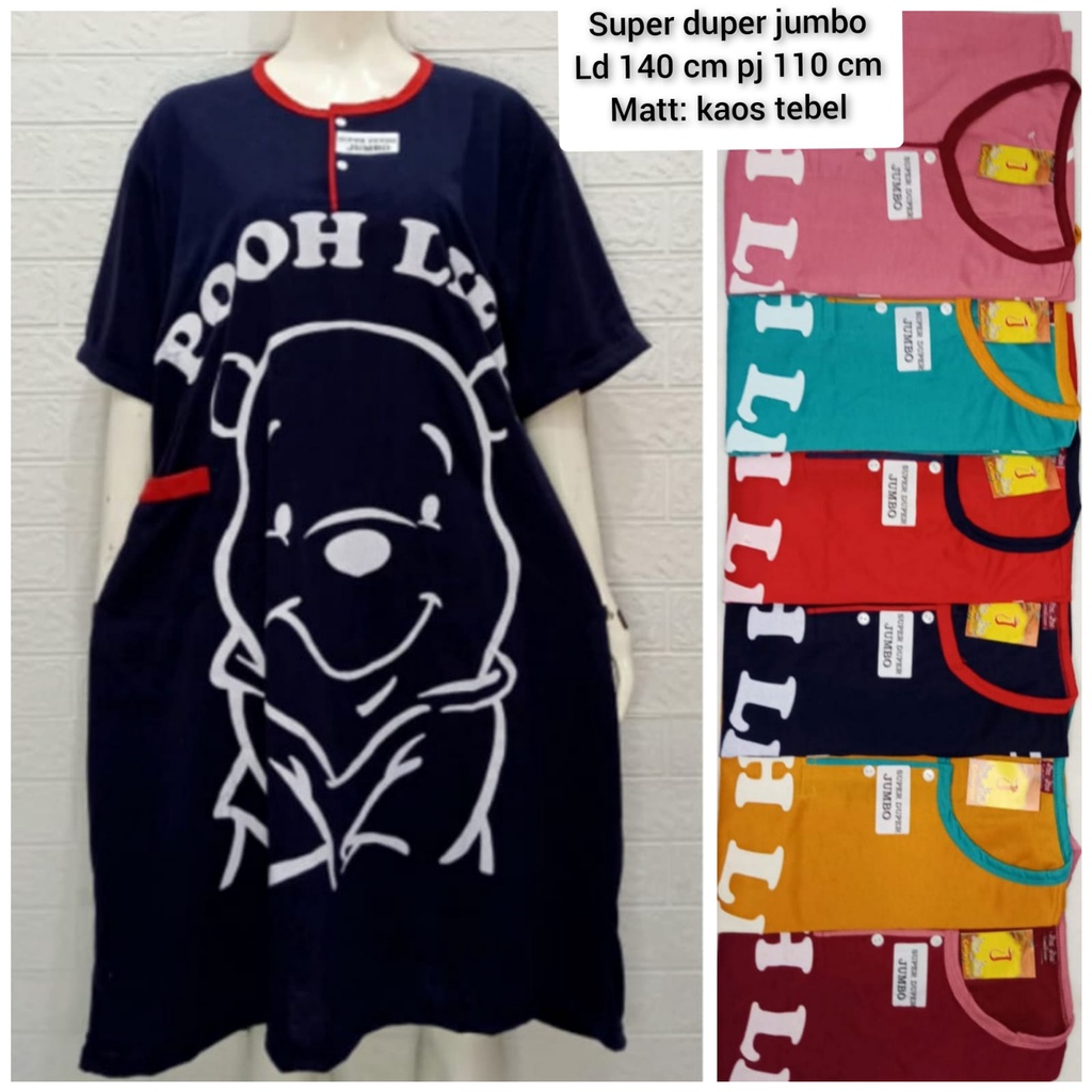 daster arimbi pooh super jumbo Ld 140 cm busui bumil bahan kaos