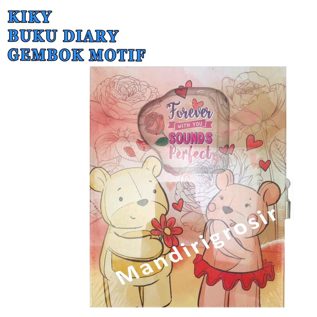 Buku Diary* Kiky* Buku dengan Gembok* Buku A5* 17x12 cm