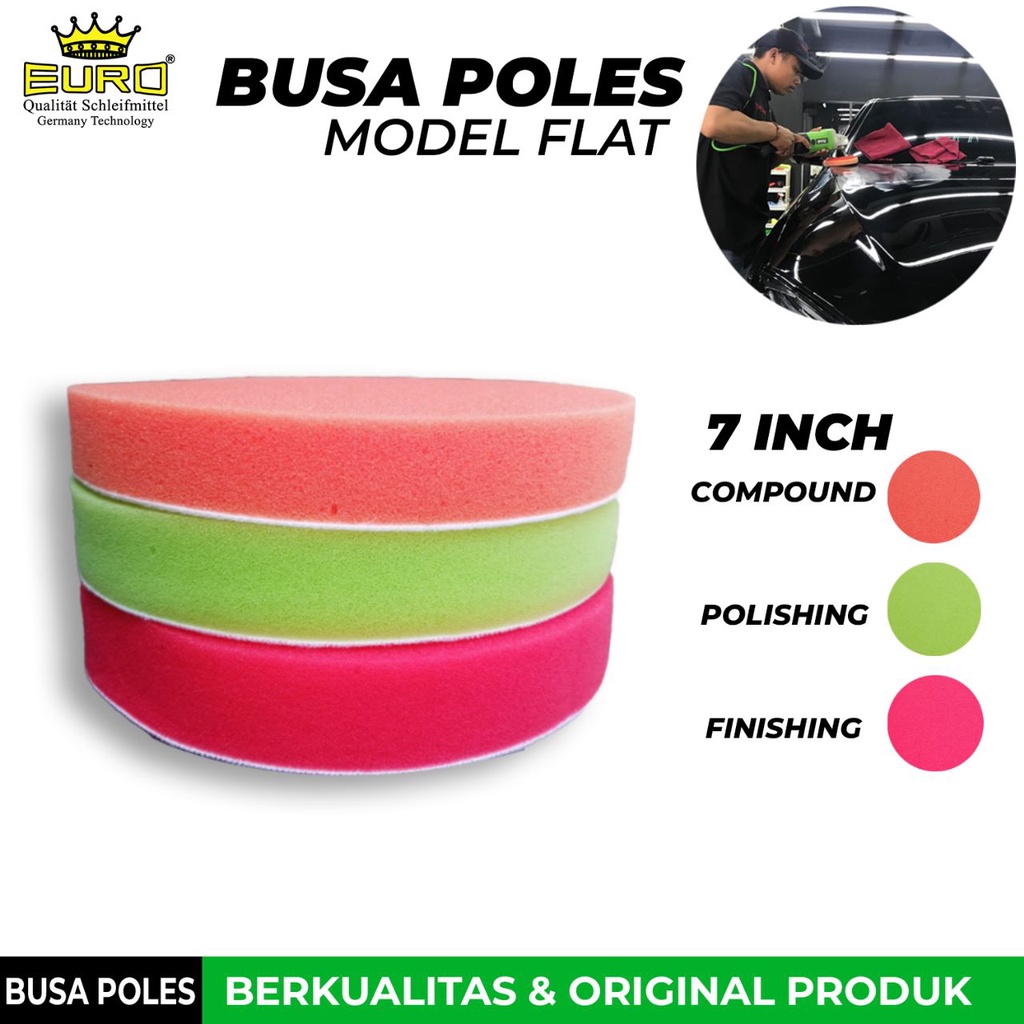 Busa Poles 7 inch Flat dan Bergelombang Sponge Polishing Pad Mobil 1 pcs