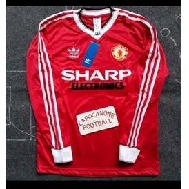 BAJU JERSEY RETRO MU MANCHESTER UNITED RETRO 1982 1983 1984 1981 82 83 84 81 HOME LS LONGSLEEVE PANJ