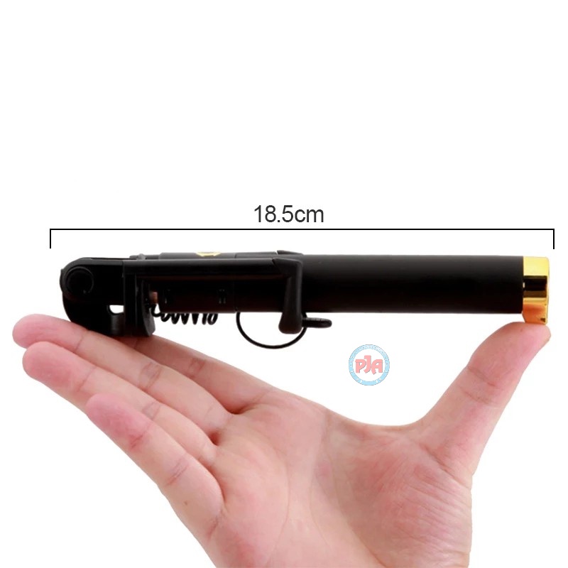 Tongsis Tripod Hitam Mini Selfie Stick Kabel Lipat Hp Android Ios