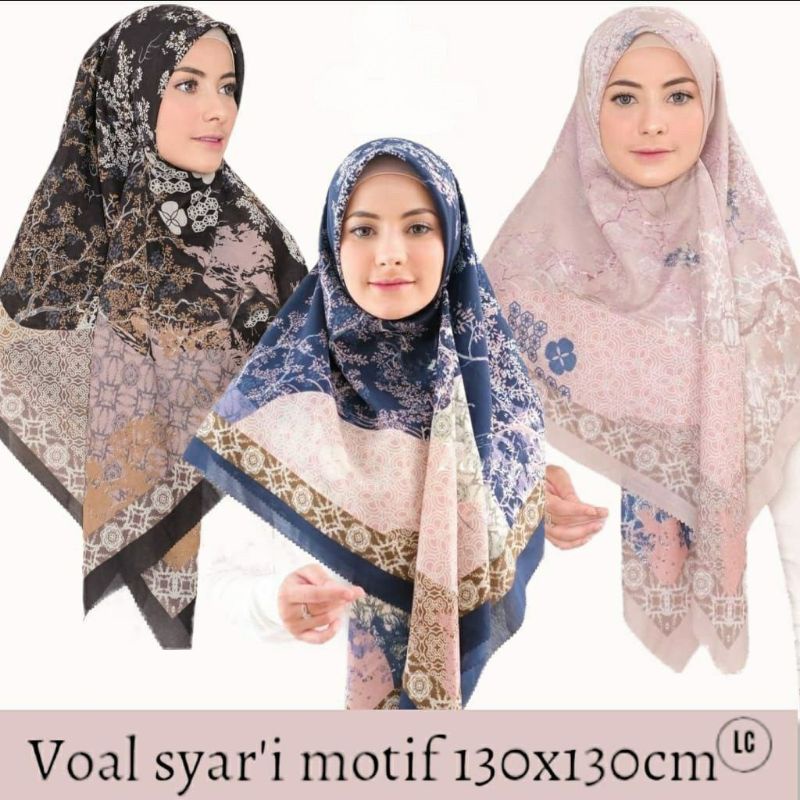 JILBAB SEGIEMPAT VOAL MOTIF 130x130 || VOAL MOTIF SYAR'I 130 CM