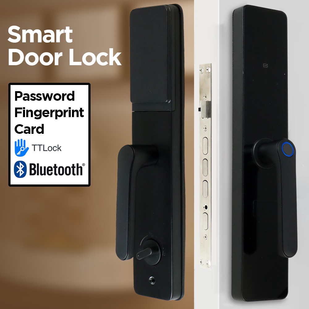 Smart Door Lock Bluetooth Password Fingerprint Card TTLock - F8-TT-MF - Black