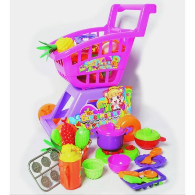 Mainan Anak Troli Supermarket Ukuran Jumbo / Mainan Keranjang Belanja Anak / Keranjang Troli Belanja