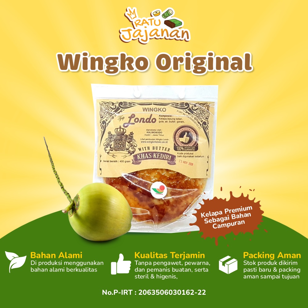 

Wingko Babat Tjap Londo Oleh-Oleh Kediri Wingko Original Dengan Butter Asli 360 Gram Tanpa Pengawet Pewarna Jajanan Tradisional