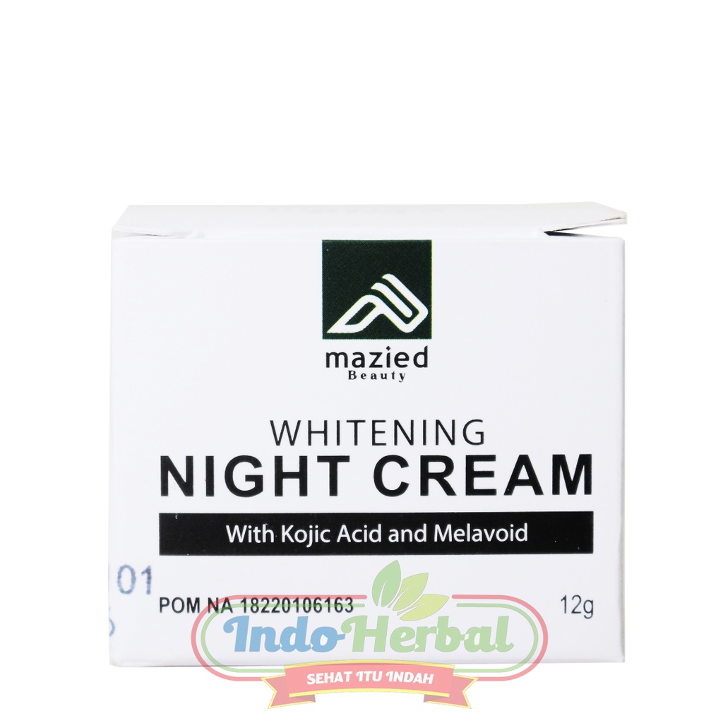 CREAM NIGHT WHITENING MAZIED 12gr - Memutihkan dan Mencerahkan dengan Kojic Acid dan Melavoid