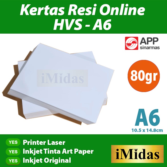 

Kertas HVS Tebal 80 & 100gram Resi Online A6 1rim / 500 lembar (1Rim)