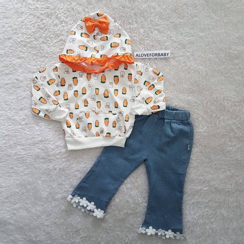 baju Anak Perempuan Import Hoodie Carrot Set