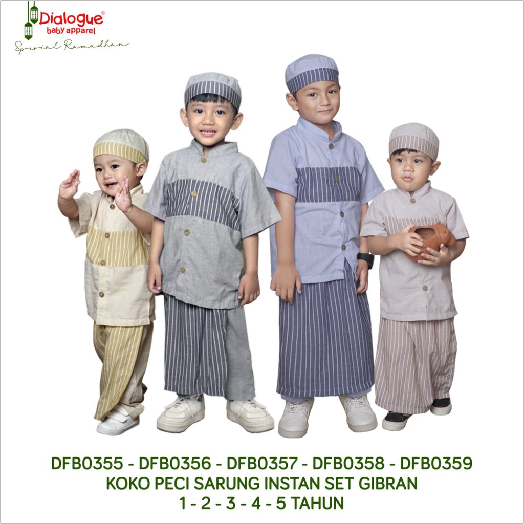 Dialogue Koko Peci Anak Set Gibran - Baju Koko Set Anak Variasi Celana Sarung - DFB0355 DFB0356 DFB0357 DFB0358 DFB0359