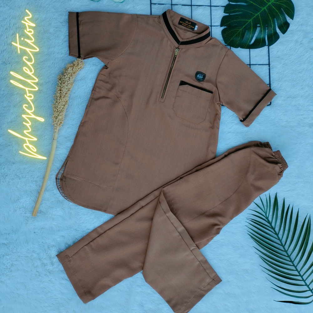 Baju Setelan Koko Kurta Pakistan Anak Laki Laki Lengan Panjang Warna Putih Hitam Moca Marun Navy Tosca Abu Untuk Usia 4-14 Tahun [AN-NAHL]