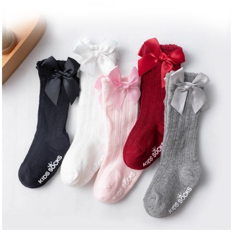 KAOS KAKI ANAK BAYI PANJANG ANTI NYAMUK KATAKTER LUCU ANAK PEREMPUAN AKSEN PITA SOCKS KIDS | FADHILAH SHOP BJB