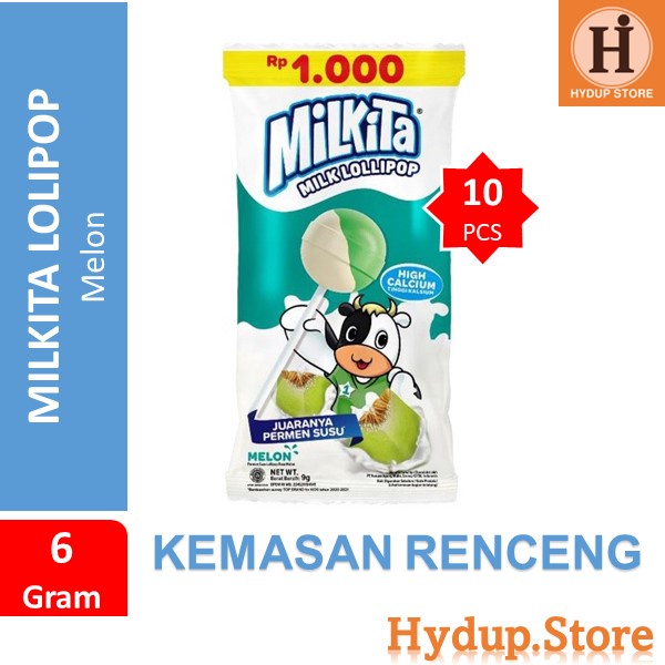 

Milkita permen lolipop Susu Melon Renceng isi 10 Kemasan 6 Gram