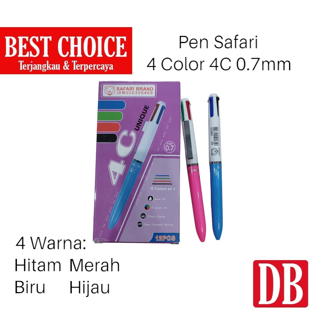 

Ballpoint / Pulpen Safari 4C 0.7mm 4 Warna (4 in 1)